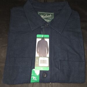WOOLRICH GREEN LABEL NEW NWT Blue Chamois Shirt X-Large 100% Cotton Long Sleeves